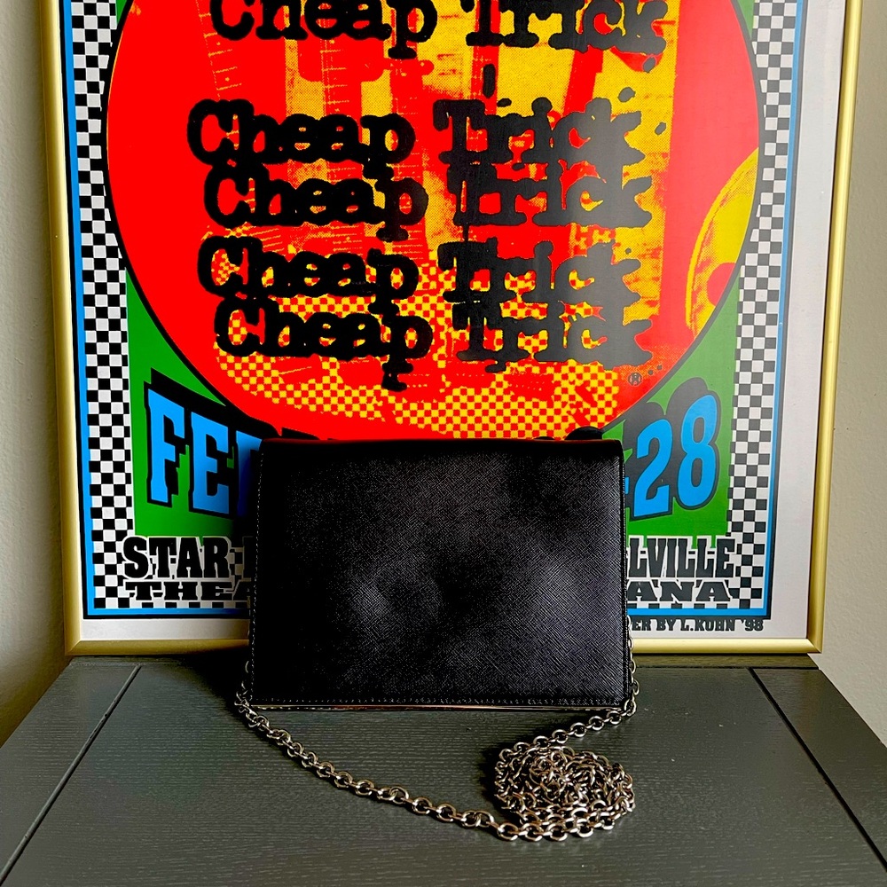 Halogen Black Crossbody Bag with Silver Chain